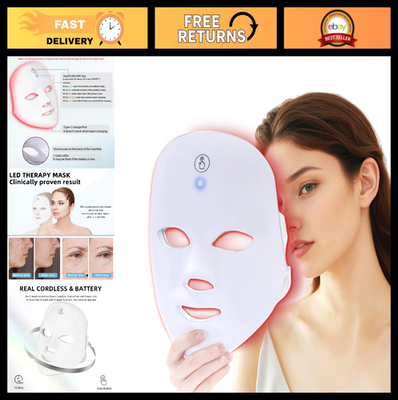 7-in-1 LED Light Therapy Mask for Face - Red & Blue Light, USB