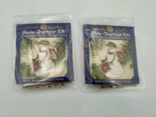 Mill Hill Poinsettia Snow Charmer cross stitch counted glass bead ornament kits