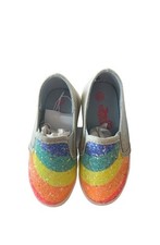 Jojo Siwa Girls Rainbow Glitter Jean Slip-on Sneakers Size 6 1/2