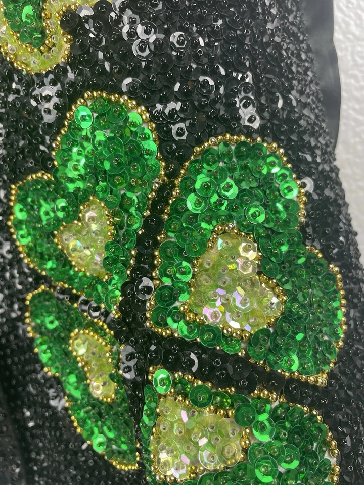 Chaleco Trébol Verde Lentejuelas Fantasía Moda Vintage San Patricio Talla Grande Foto 3 de 4