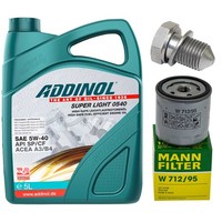 MotoröL Filter Set Addinol 5W-40 5 Liter + Schraube FüR Audi A1 A3 1.0 1.4 Tfsi