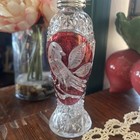 Hofbauer Byrdes Collection Salt or Pepper just one  Cranberry Cut Glass 7" — photo 2
