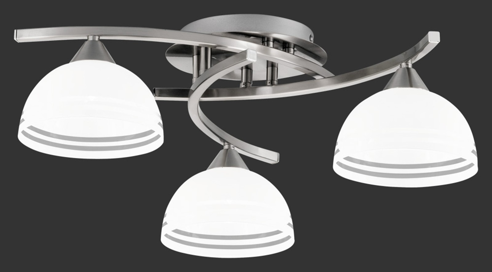 Plafoniera Design Moderno 3 Luci Cromo Vetro - Lampada da Soffitto
