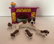 Collectible 90s Puppy in my Pocket Suzie St Bernard, 4 Pups, Fireplace