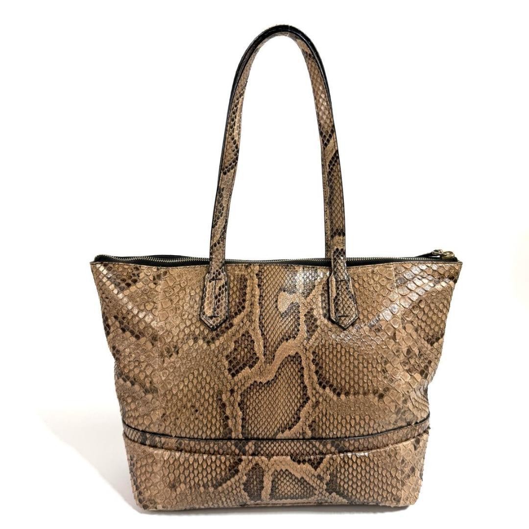 BALLY Python Leather Handbag Tote Brown 25cm Exot… - image 3