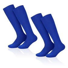 2 Pairs Kids Blue Long Football Socks Knee High Football Socks Rugby Basketb...