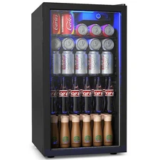 Costway 120 Can Beverage Refrigerator Beer Wine Soda Drink Cooler Mini Fridge