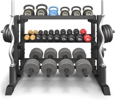 3-Tier Dumbbell Rack, 1200LB Capacity Adjustable Weight Rack for Home Gym, Heavy