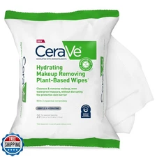 CeraVe Makeup Remover Wipes, Plant Based Face Wipes, Biodegradable in Compost