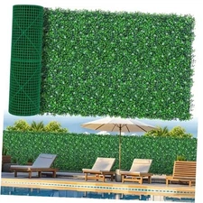 Artificial Boxwood Roll Panels with Flowers,40"x 120"(33.33 sq.ft) UV 40X120IN