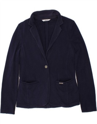 LIU JO Womens 1 Button Blazer Jacket UK 14 Medium Navy Blue CA02