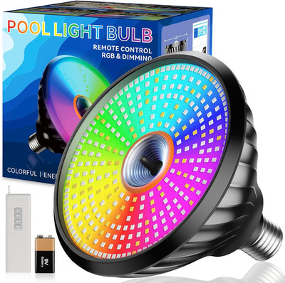 Upgraded 90W RGB LED Pool Light with Remote for Inground Pools, E26/E27