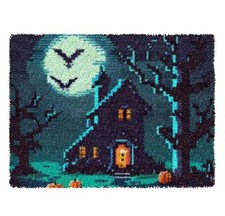 Halloween Decorative Bat Carpet Crocheting Kit,DIY Cushion Carpet Latch Hook ...