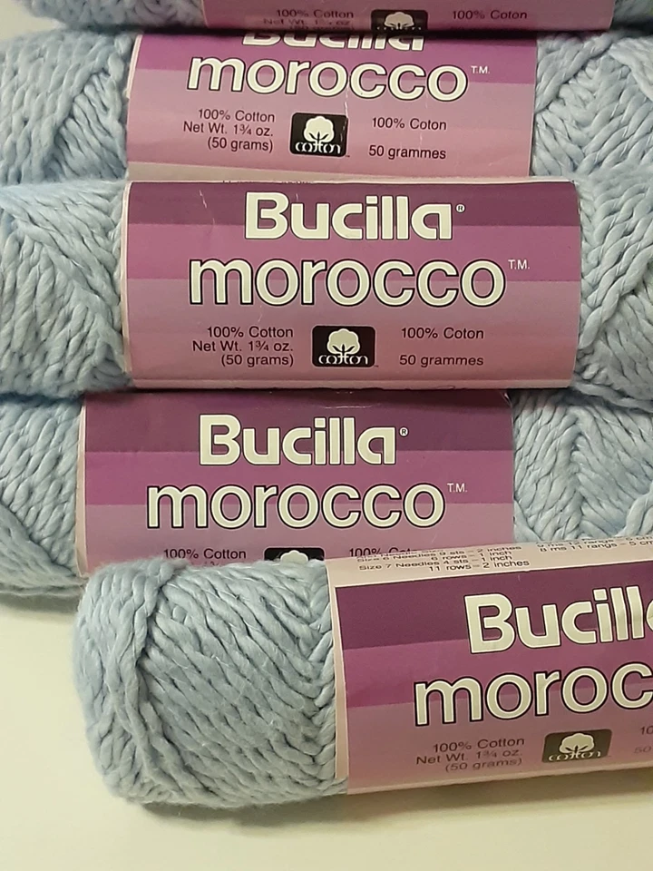 Lot of 8 Bucilla Morocco 100% Cotton Yarn 50g Light Blue Shade 4 S/F Home - Image 2 of 4