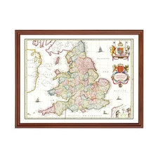 Old Map of England 1665 - Vintage England Art Wall Decor