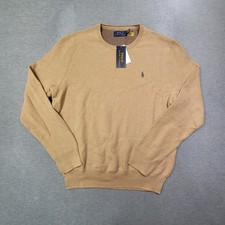 Polo Ralph Lauren Sweater Mens Large Tan Crew Neck Casual Pony Preppy NWT