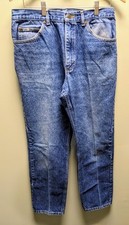 Vintage 70s-80s Lee Storm Rider Denim Jeans 33x30 Distressed Blue