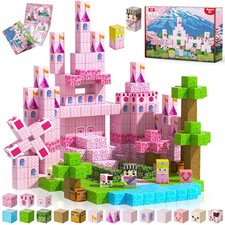 Magnetic Blocks-100PCS Magnetic Building Blocks, Princess Castle Building Set...