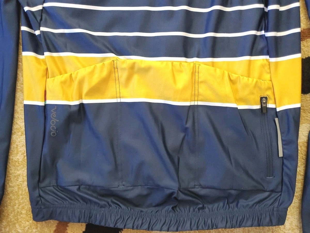 MEN'S XXL VELOCIO JERSEY TRICOLOR Breton LONG SLEEVE FULL ZIPPER