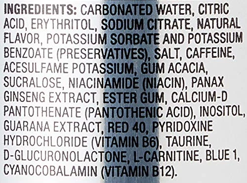 Bebida energética roja, sin azúcar, vegana, baja en calorías, 16 fl oz (paquete de 12) Foto 4 de 4