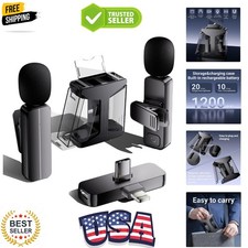 2 Pack Wireless Mini Lavalier Lapel Microphone for iPhone,Android Phone2 in 1...