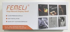 Premium Acrylic Vinyl Record Display Shelves - 6 Pack - Black - 6" x 12"
