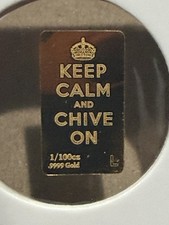 KCCO 1/100 oz Gold Bar “L” Keep Calm & Chive On .9999 Bullion Rare
