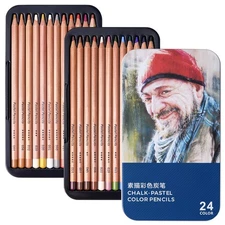 24-Color Professional Pastel Pencils for Artists Portrait Painting Set