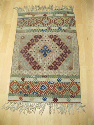 Alter kleine Orientteppich Webteppich Brücke handgewebt evtl. Kelim 88 x 58 mint
