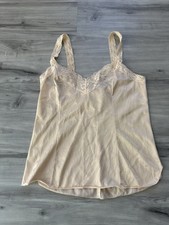 Vintage Camisole Beige Satin Lace Deena Cami Teddy Lingerie Size S 34 USA