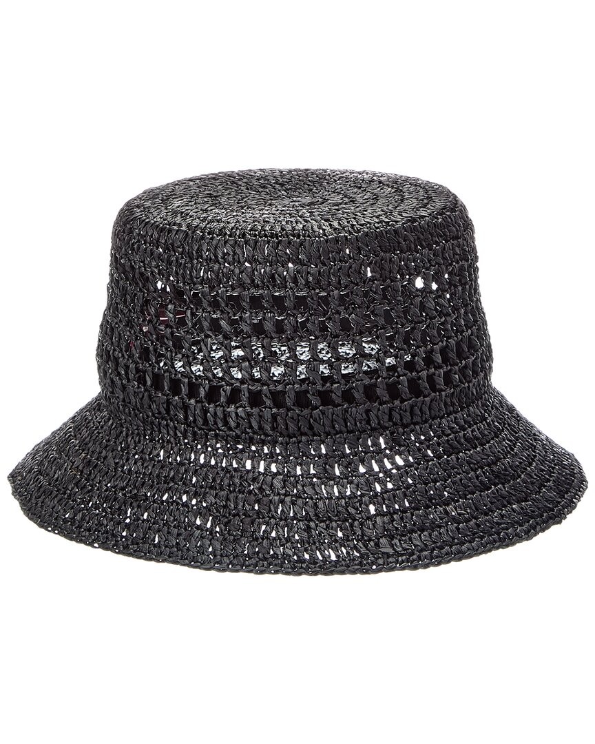 Bruno Magli Crochet Short Brim Bucket Hat Women's Black