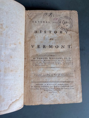 #ad The Natural and Civil History of Vermont By Samuel Williams 1794 $250.00