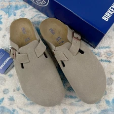 Birkenstock Boston Taupe Suede Leather Women's and Men's Clog Shoes Size 37-45