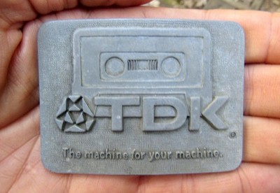 Vtg TOKYO ELECTRIC Belt Buckle TDK Cassette TAPE Machine HI FI Stereo RARE VG+