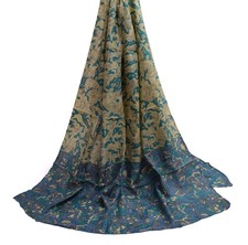 Sushila Vintage Indian Cream Dupatta 100 Pure Silk Printed Long Stole Hijab