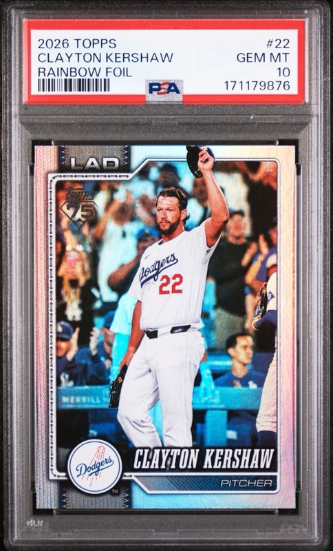 2026 Topps Series 1 - Clayton Kershaw #22 Rainbow Foil PSA 10