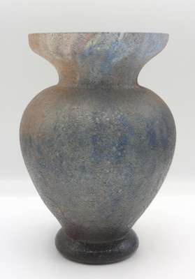 Antique Bohemian Czech Steinwald Glue Chip / Crackle Lava Art Deco Glass Vase