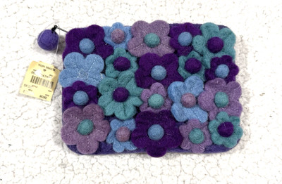 Rising Tide Felted Wool Flowers Purse Wallet Handmade Wool Made In Nepal
