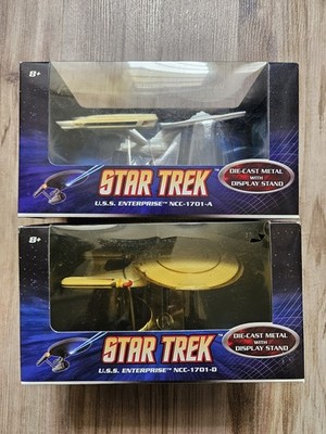New Set Of 2 Hotwheels Star Trek Diecast NCC-1701-A & NCC-1701-D USS Enterprise 