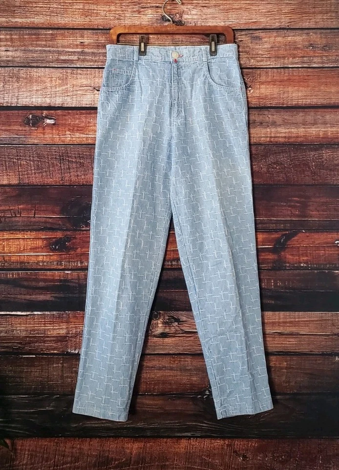 Jeans JouJou Vintage Años 80 Tiro Alto Cónico Mamá Bordado Denim Hecho en Estados Unidos Raro Foto 3 de 4