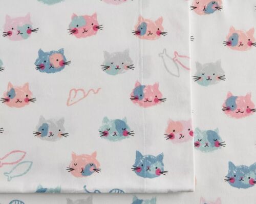 Cuddl Duds Heavy Weight FLANNEL Sheet Set - Sweet KITTY CATS - QUEEN❤️NEW❤️ - Picture 3 of 6