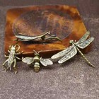 4pcs Brass Mantis, Cricket, Bee, Dragonfly Insect Collection