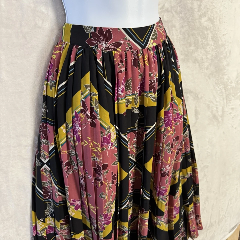 Falda Midi Apt 9 Floral Plisada Talla M Grande Cinturón Colorida Abstracta Mod Arte Foto 2 de 4