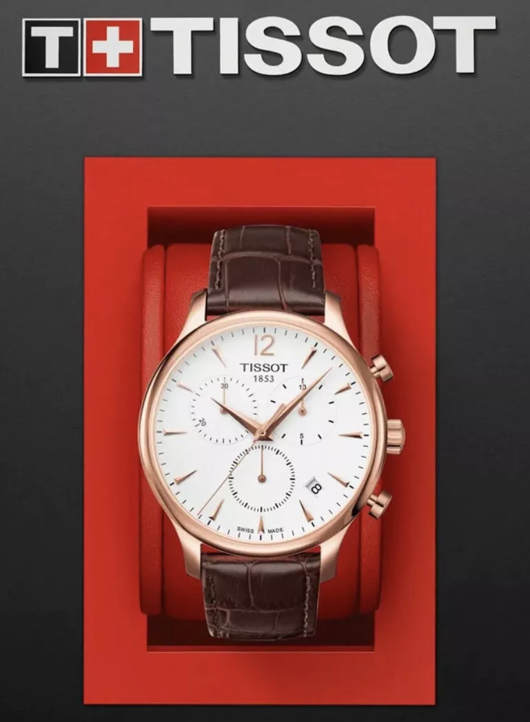Tissot Tradition Chronograph Rose Gold Case Warranty Men s Watch