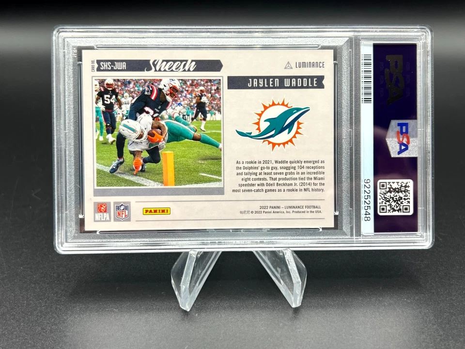 Jaylen Waddle 2022 Luminance Sheesh Blue #/50 Miami Dolphins PSA 10 Pop 2 - Image 2 of 2
