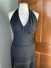 monsoon black halter neck pleated maxi dress size 8