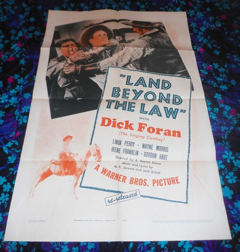 LAND BEYOND THE LAW - ORIGINAL FOLDED 1943 RE-RELEASE POSTER - DICK FORAN