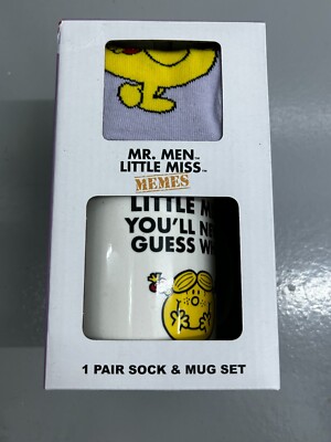 Mr Men Little Miss Memes ''You'll Never Guess What'' 1 Paar Socken- und Becher-Set - NEU