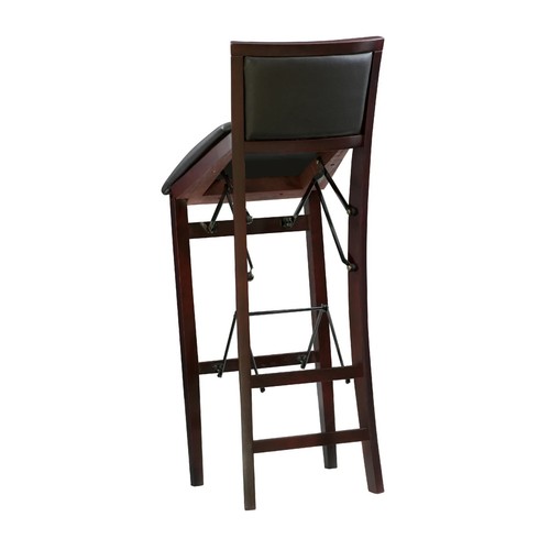 Folding Bar Stool Faux Leather Upholstered Kitchen Counter 30" Height 250 Lb Cap - Picture 7 of 14