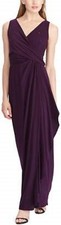 Chaps Ralph Lauren Prom Bridesmaid  Dress 8 dark purple Aubergine long full gown
